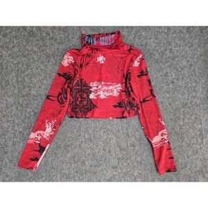 The Final Pyer Moss x Reebok Womens Red Turtleneck Croptop Sz L Saks Fifth Ave